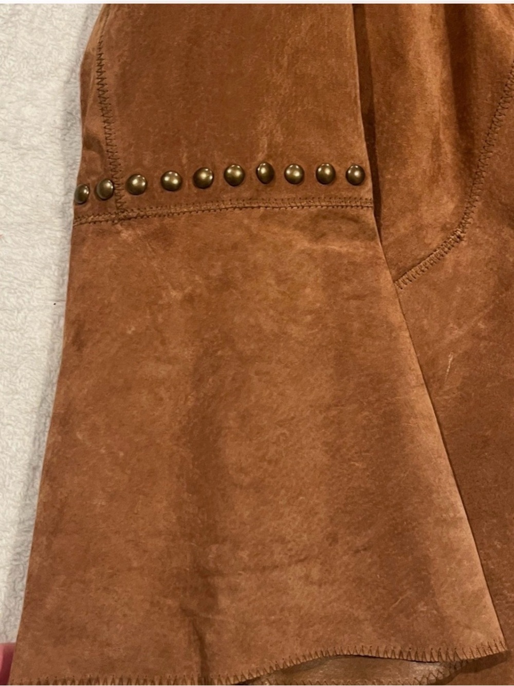 Chi By Falchi Suede Leather Studded Coat Western Boho Jacket Size M - Picture 12 of 14